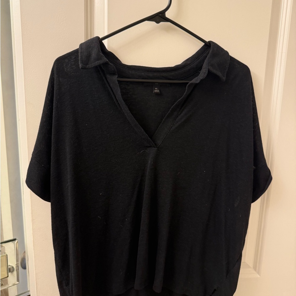 Banana Republic Black Johnny Collar Shirt